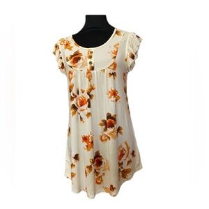 Floral Cream and Orange Women's Top